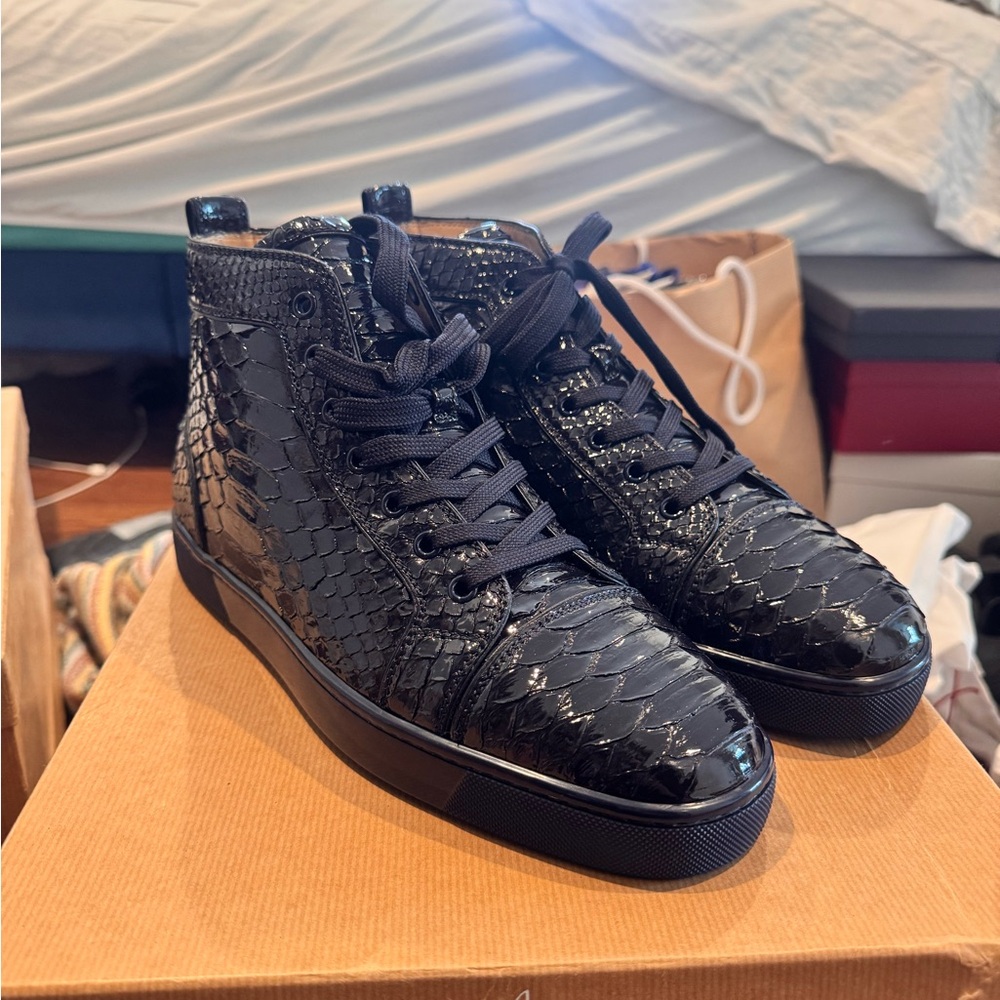 Christian Louboutin Black Python Sneakers